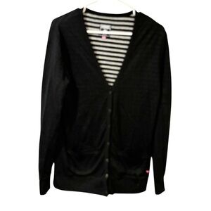 Victorias‎ Secret Pink Black Vintage Y2K Cardigan Sweater Size Large